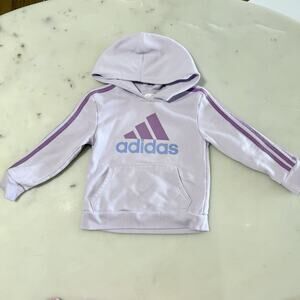 adidas Girls Size 5 Light Purple Pullover Hoodie Fleece Graphic Print Logo